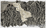 Shaded Relief Panoramic Map of Thimphu, darken
