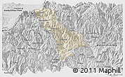 Shaded Relief Panoramic Map of Thimphu, desaturated