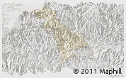 Shaded Relief Panoramic Map of Thimphu, lighten, semi-desaturated