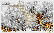 Shaded Relief Panoramic Map of Thimphu, physical outside