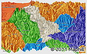 Shaded Relief Panoramic Map of Thimphu, political outside