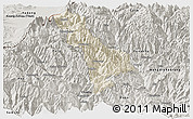 Shaded Relief Panoramic Map of Thimphu, semi-desaturated
