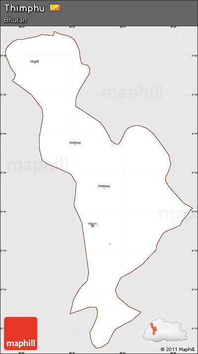 Classic Style Simple Map of Thimphu, cropped outside