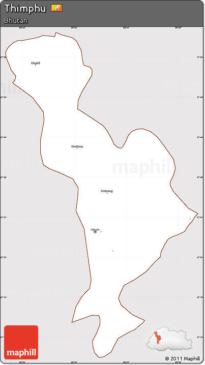 Classic Style Simple Map of Thimphu, cropped outside