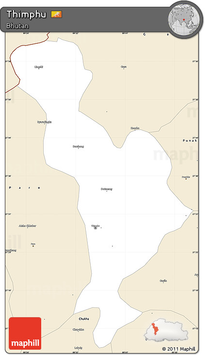 Classic Style Simple Map of Thimphu