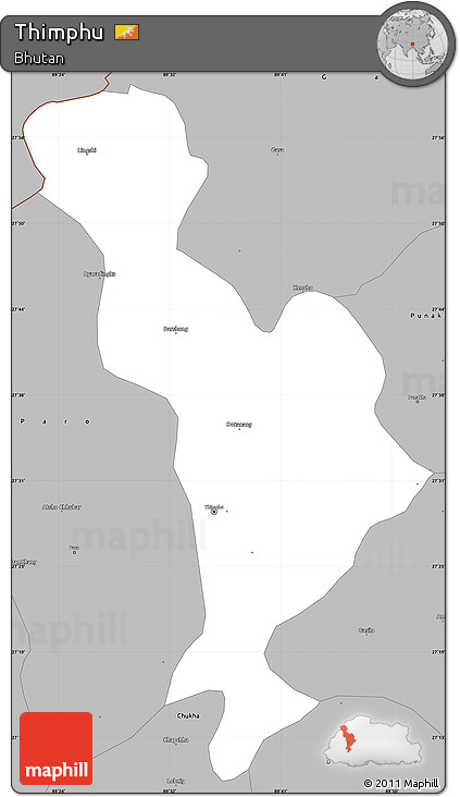 Gray Simple Map of Thimphu