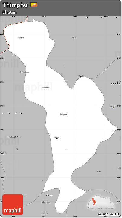 Gray Simple Map of Thimphu