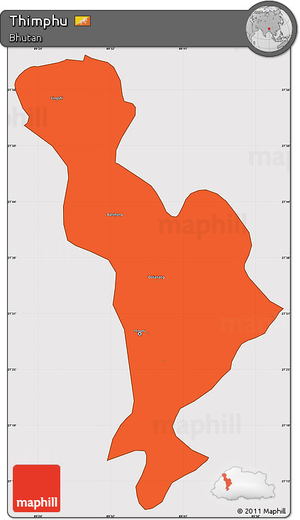 Political Simple Map of Thimphu, cropped outside