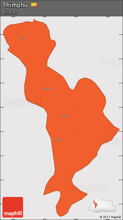 Political Simple Map of Thimphu, cropped outside