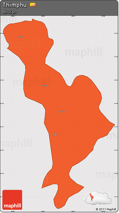 Political Simple Map of Thimphu, cropped outside