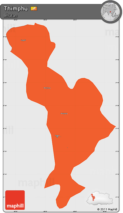 Political Simple Map of Thimphu, single color outside
