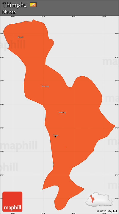 Political Simple Map of Thimphu, single color outside