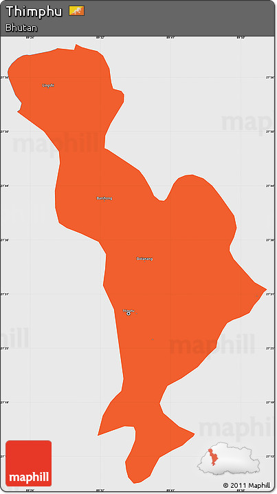 Political Simple Map of Thimphu, single color outside