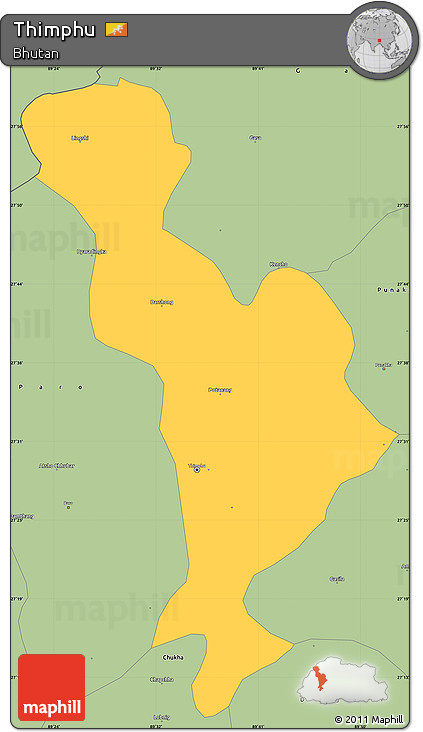 Savanna Style Simple Map of Thimphu