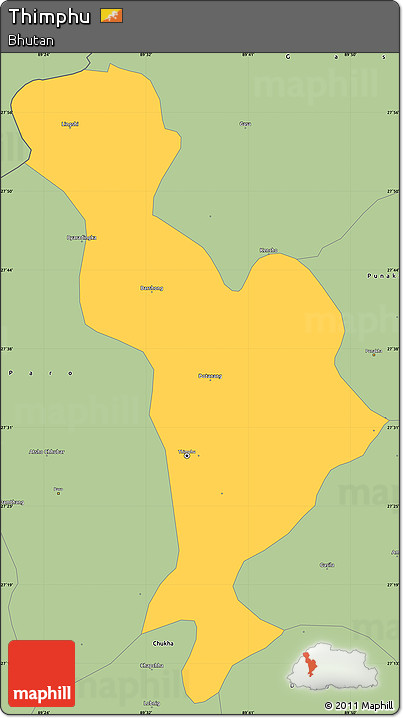 Savanna Style Simple Map of Thimphu