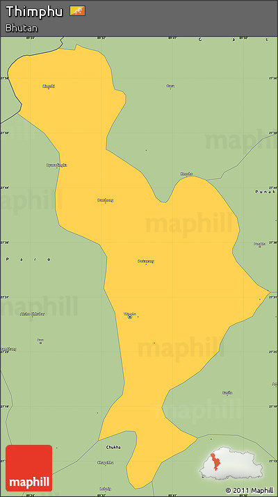Savanna Style Simple Map of Thimphu