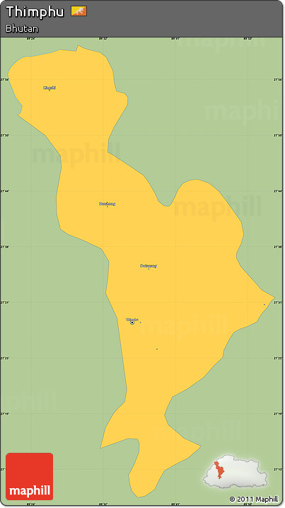Savanna Style Simple Map of Thimphu, single color outside