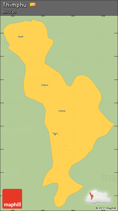 Savanna Style Simple Map of Thimphu, single color outside