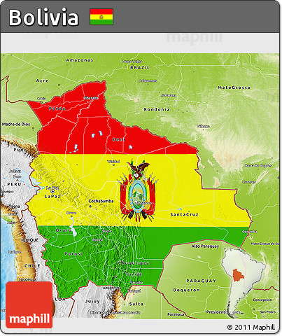 Flag 3D Map of Bolivia, physical outside