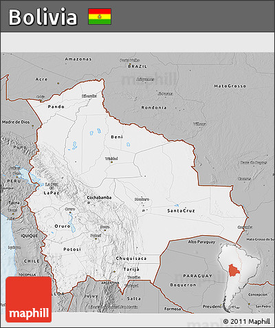 Gray 3D Map of Bolivia