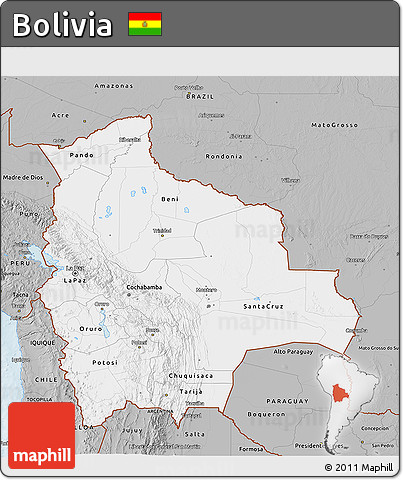 Gray 3D Map of Bolivia