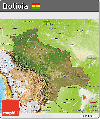 Satellite 3D Map of Bolivia, physical outside