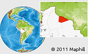 Physical Location Map of Itenez, highlighted country