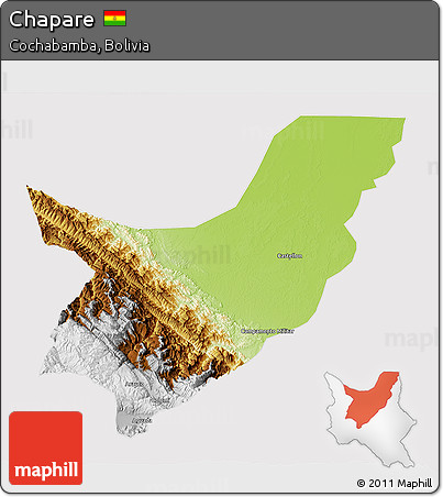 Physical 3D Map of Chapare, cropped outside