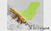 Physical 3D Map of Chapare, lighten, desaturated