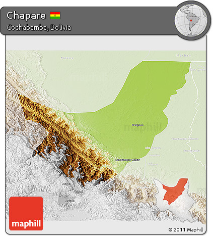 Physical 3D Map of Chapare, lighten