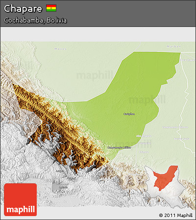 Physical 3D Map of Chapare, lighten