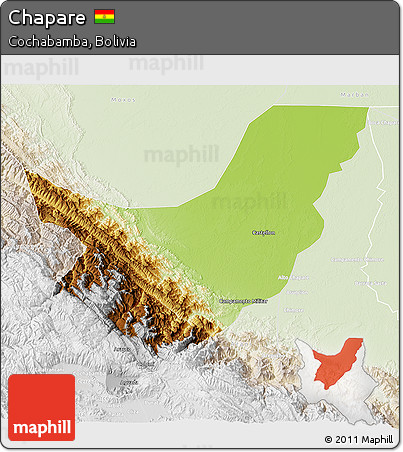 Physical 3D Map of Chapare, lighten