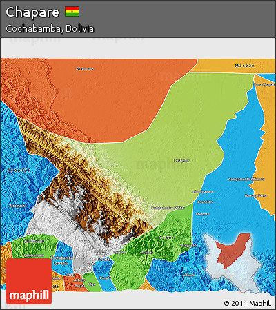 Physical 3D Map of Chapare, political outside