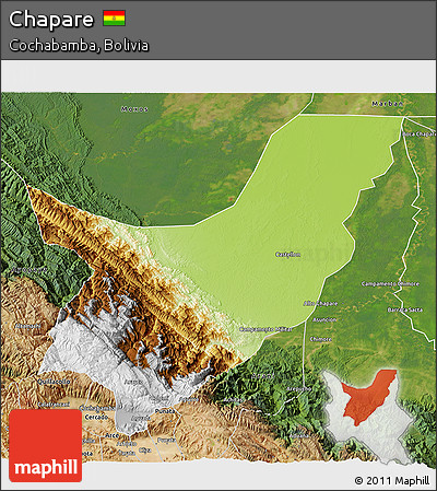 Physical 3D Map of Chapare, satellite outside