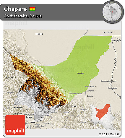 Physical 3D Map of Chapare, shaded relief outside