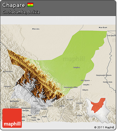 Physical 3D Map of Chapare, shaded relief outside