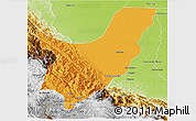 Political 3D Map of Chapare, physical outside