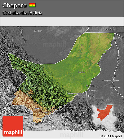 Satellite 3D Map of Chapare, desaturated