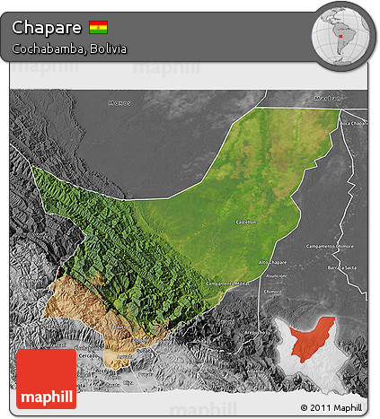 Satellite 3D Map of Chapare, desaturated