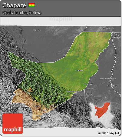 Satellite 3D Map of Chapare, desaturated