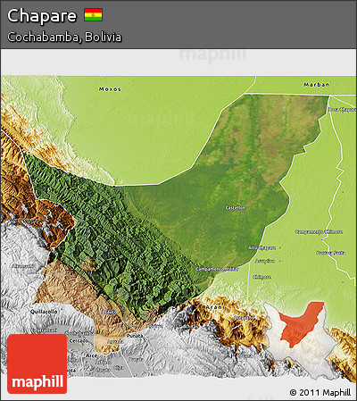 Satellite 3D Map of Chapare, physical outside