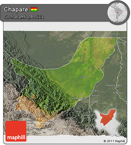Satellite 3D Map of Chapare, semi-desaturated