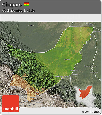 Satellite 3D Map of Chapare, semi-desaturated