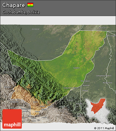 Satellite 3D Map of Chapare, semi-desaturated