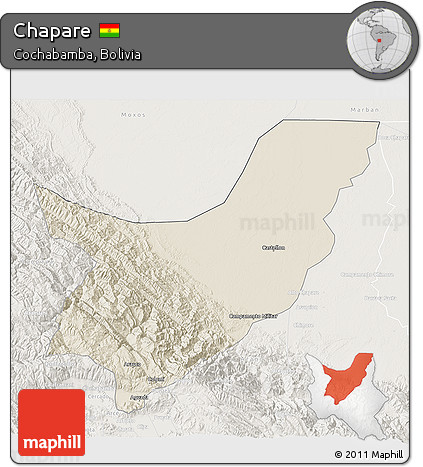 Shaded Relief 3D Map of Chapare, lighten