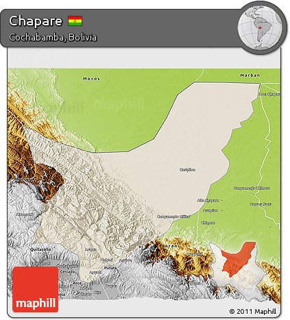Shaded Relief 3D Map of Chapare, physical outside