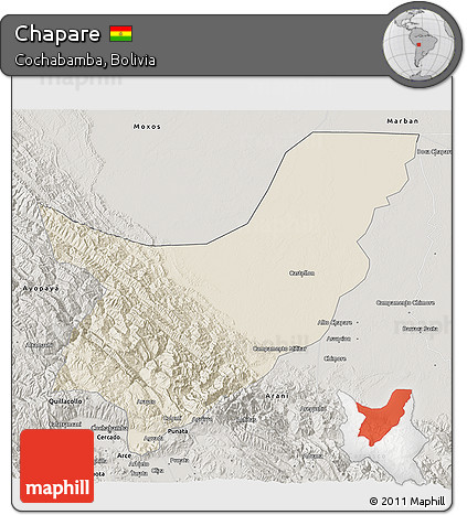 Shaded Relief 3D Map of Chapare, semi-desaturated