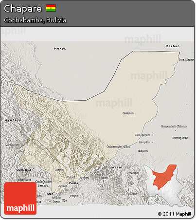Shaded Relief 3D Map of Chapare, semi-desaturated
