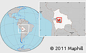 Gray Location Map of Chapare, highlighted country, highlighted parent region, within the entire country