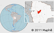 Gray Location Map of Chapare, highlighted country, hill shading